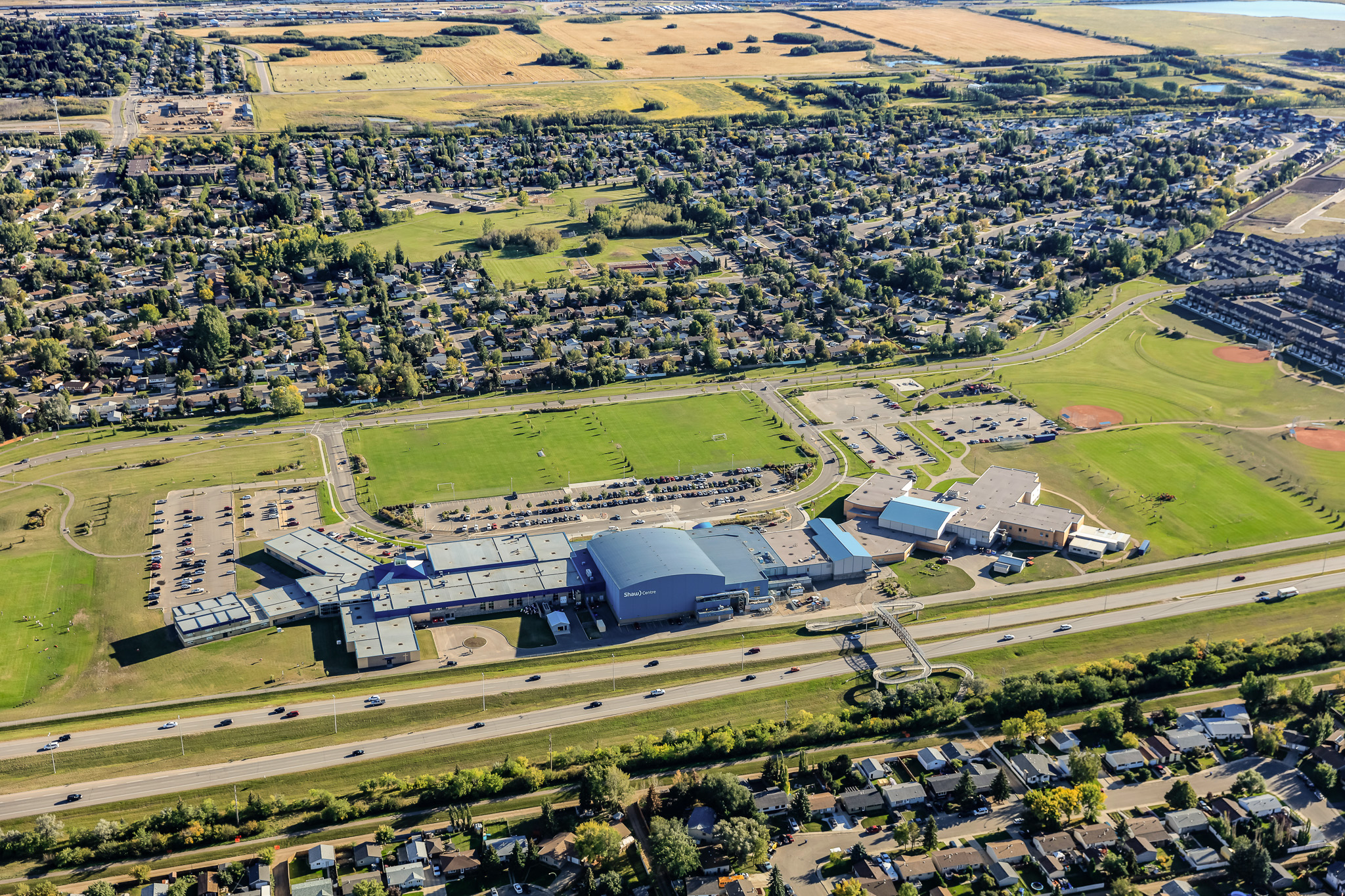 Aerial view of the Blairmore neighborhood of Saskatoon.  Aug 7, 2016